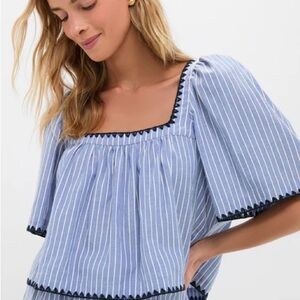 Tuckernuck Blue Stripe Whipstitch Vivianna Top